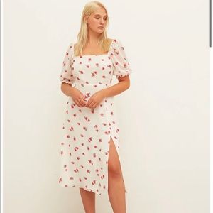 Nobody’s Child Georgina Midi Dress in Cream and Pink Floral European 12